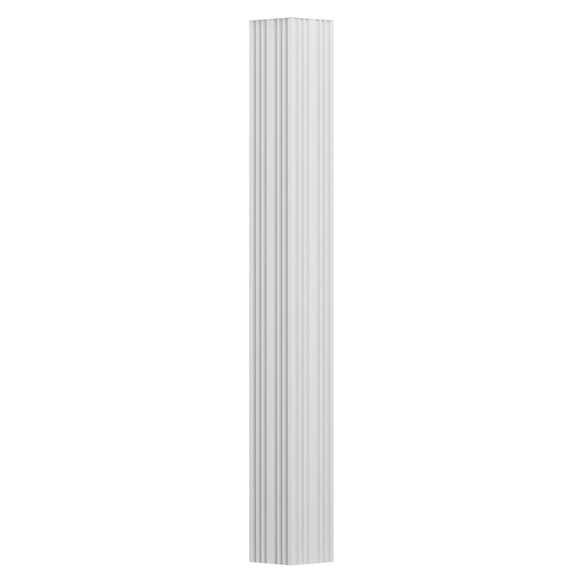 3" x 8' Endura-Aluminum Column, Square Shaft (Load-Bearing 8,000 lbs), Non-Tapered, Fluted, Textured White Finish