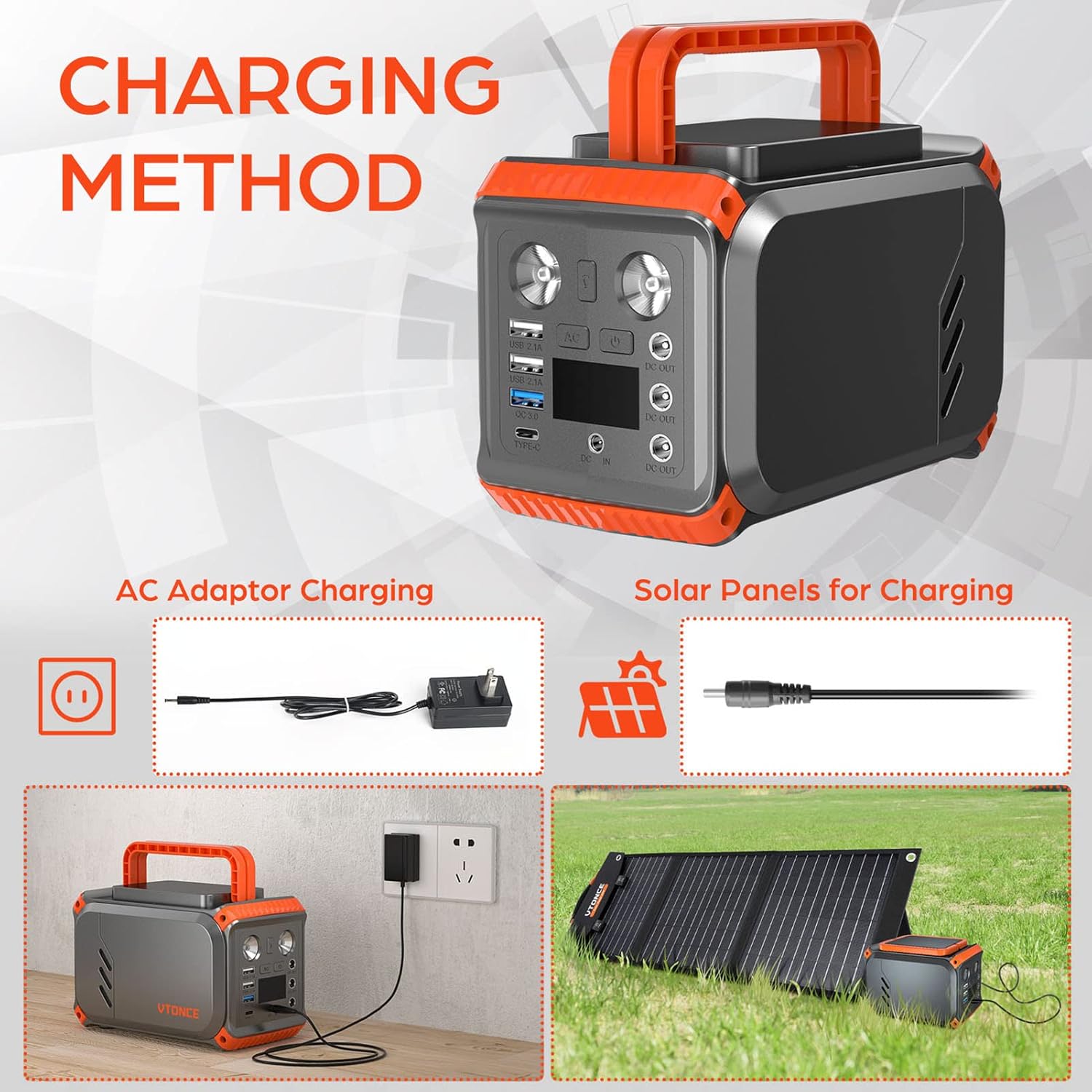 200W Portable Power Station, VTONCE 178Wh/48000mAh Backup Lithium Battery