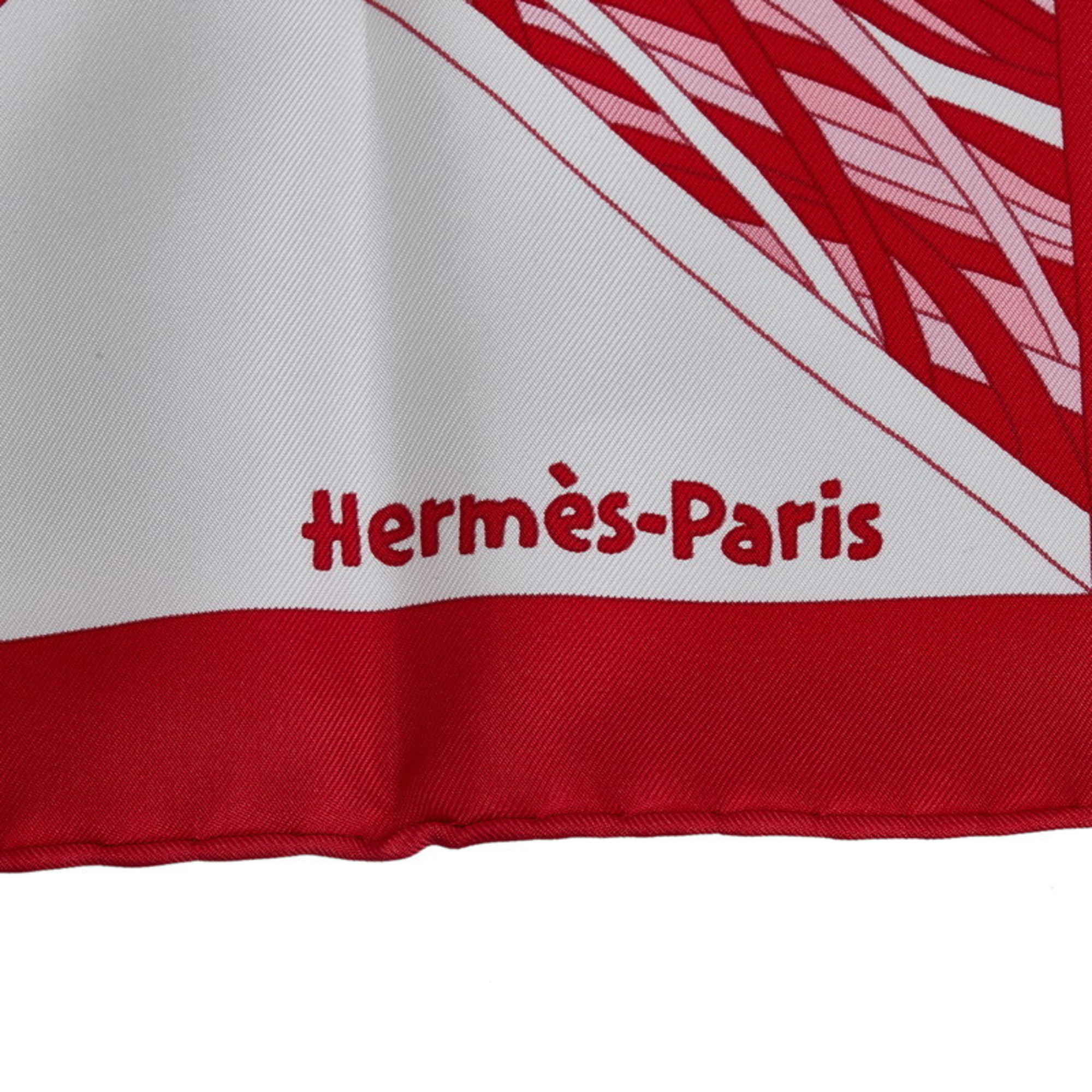 Pre-Owned Hermes Carre 90 Travers Champs Through the Countryside Scarf Muffler Red Multicolor Silk Women's HERMES (Good)