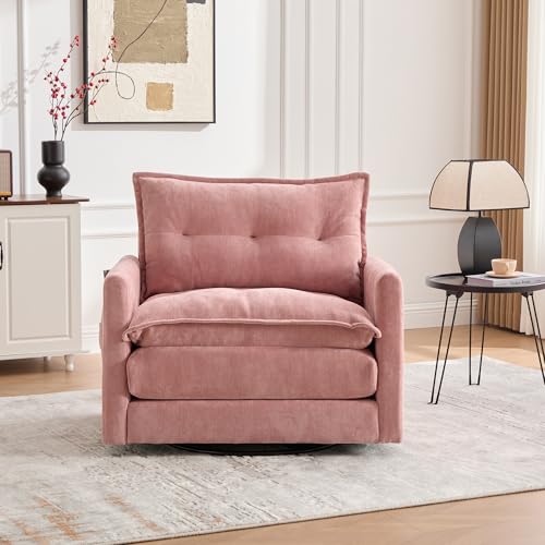 360 Swivel Accent Barrel Chair with Storage Ottoman & Headrest