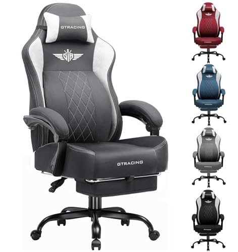 GTPLAYER Big and Tall Gaming Chair Breathable Fabric Computer Chair with Strong Lumbar Support, Comfortable Office Chairs with Pocket Spring Cushion