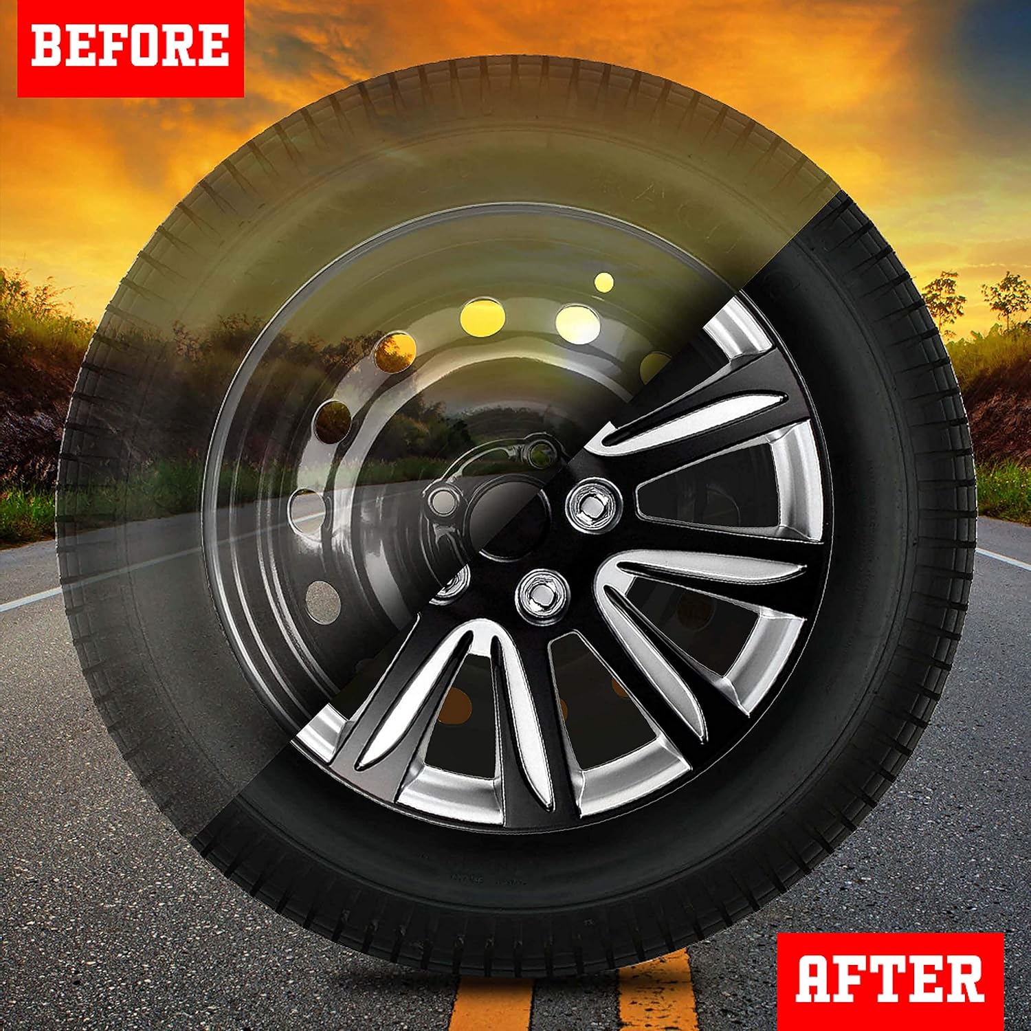 Swiss Drive Hubcaps 15-Inch Set of 4 - Luxurious Blank and Silver Design - Durable and Reliable Automotive Wheels - Easy to Install