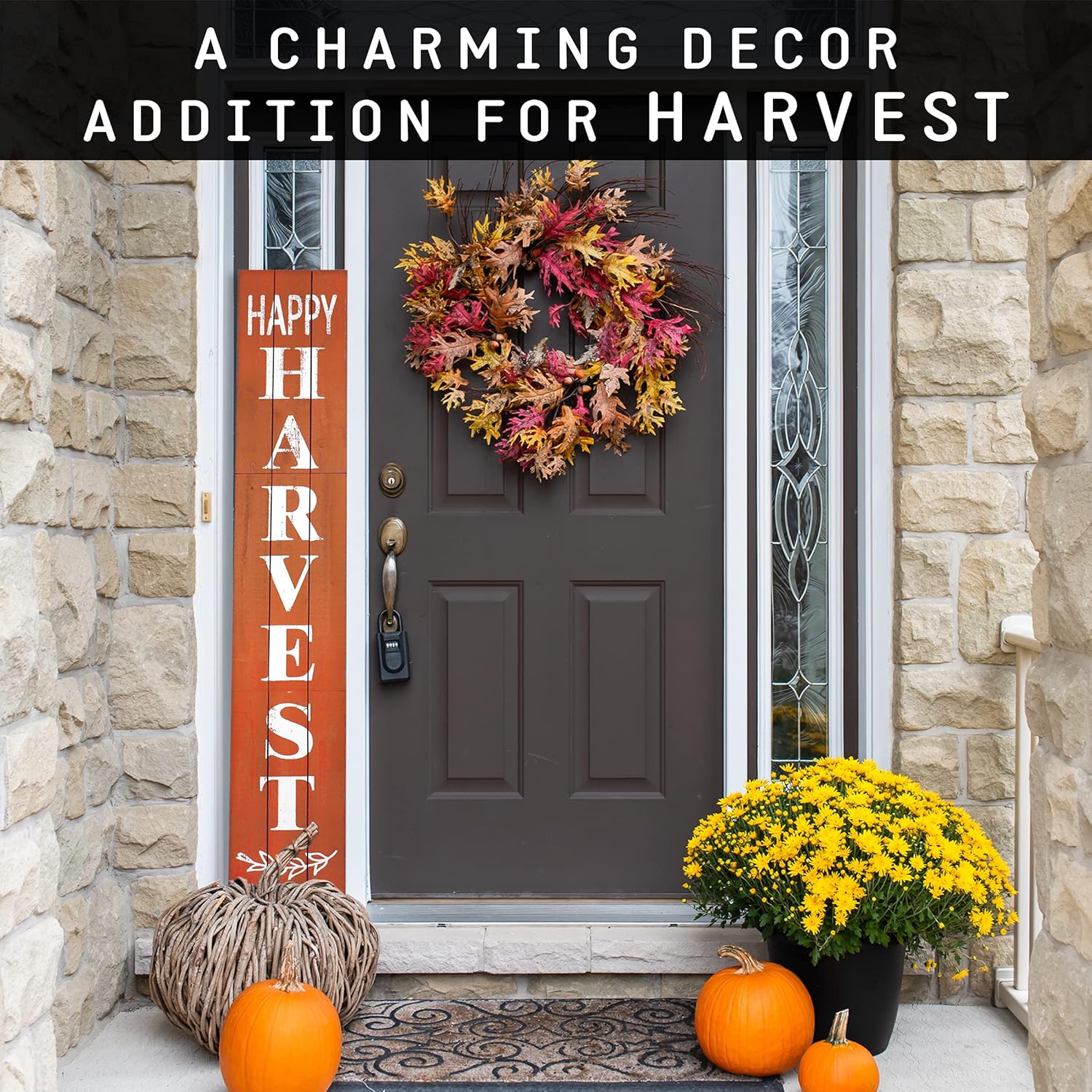 Outdoor Welcome Sign for Front Porch Decor, Interchangeable Seasonal Icons Vertical Welcome Sign, Modern Farmhouse Decor for The Home
