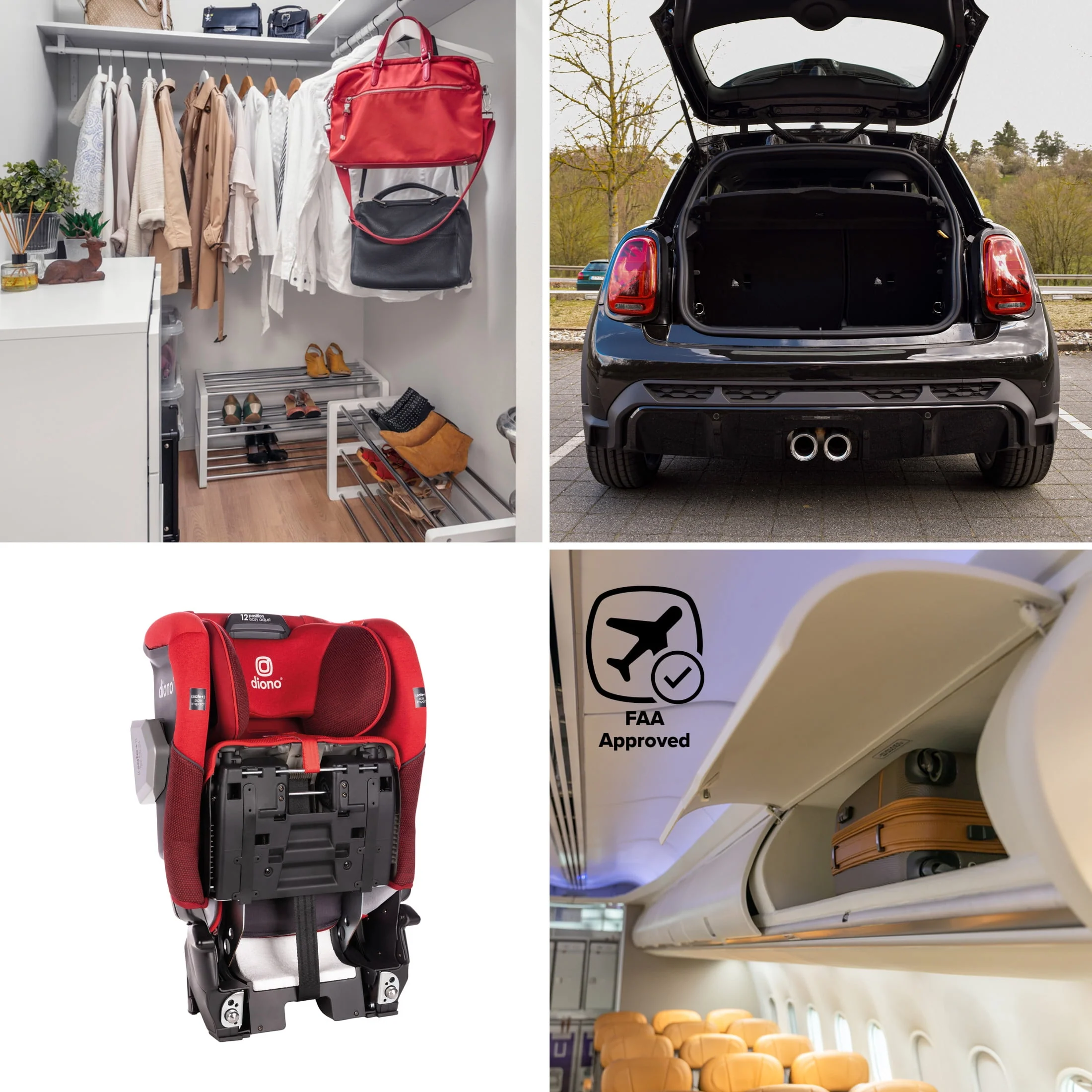 Diono Radian 3QXT SafePlus All-in-One Convertible Car Seat, Slim Fit 3 Across, Red