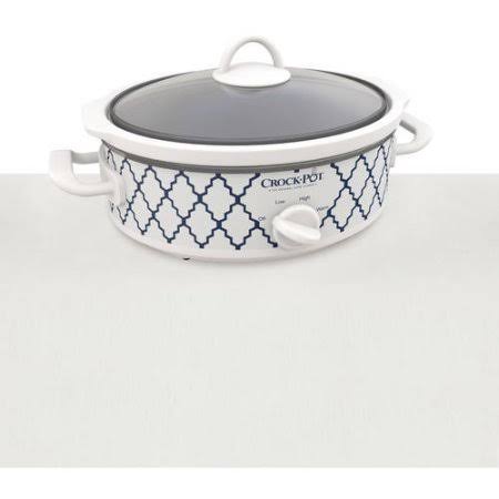Crock-pot Casserole Crock Mini Oval Slow Cooker, 2.5-Quart, Blue White/ Trellis