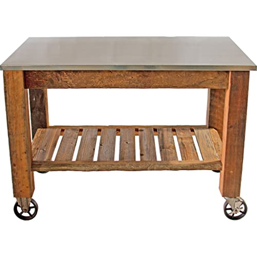 Redwood Potting Table Rolling Cart Swivel Cast Iron Wheels with Brakes Outdoor Garden Work Bench (No Hardware)