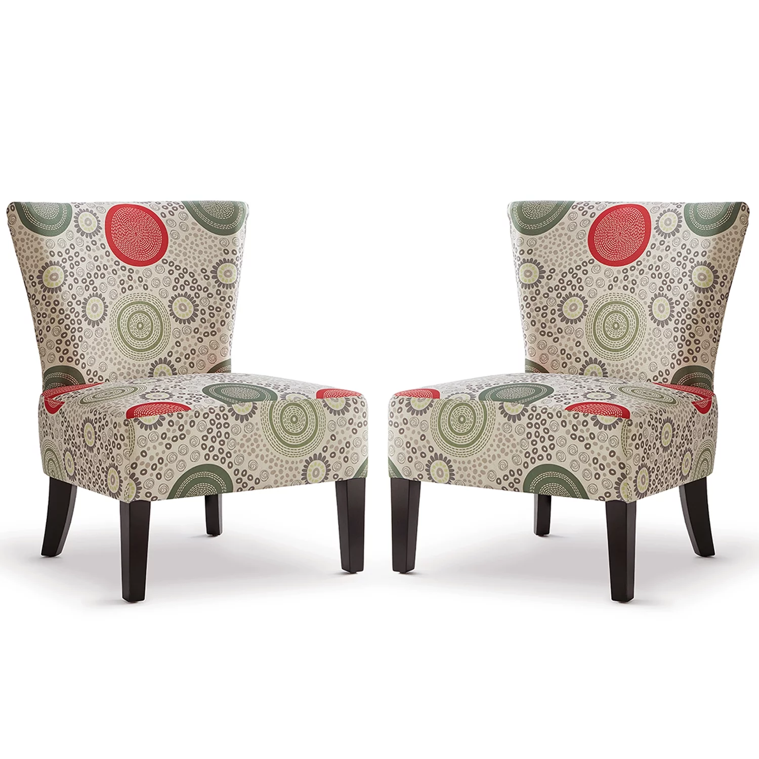 GEXPUSM Armless Accent Chair Set of 2, Modern Living Room Chairs with Thick Cushion & Solid Wood Legs, Fabric Comfy Bedroom Chair