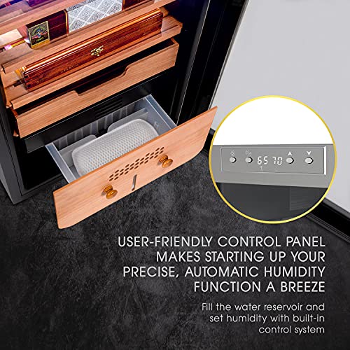 SCHMÉCKÉ 250 Cigar Cooler Humidor with 3 in 1 Precise Cooling, Heating & Humidity Control, Stainless Steel Trim Finish Cabinet