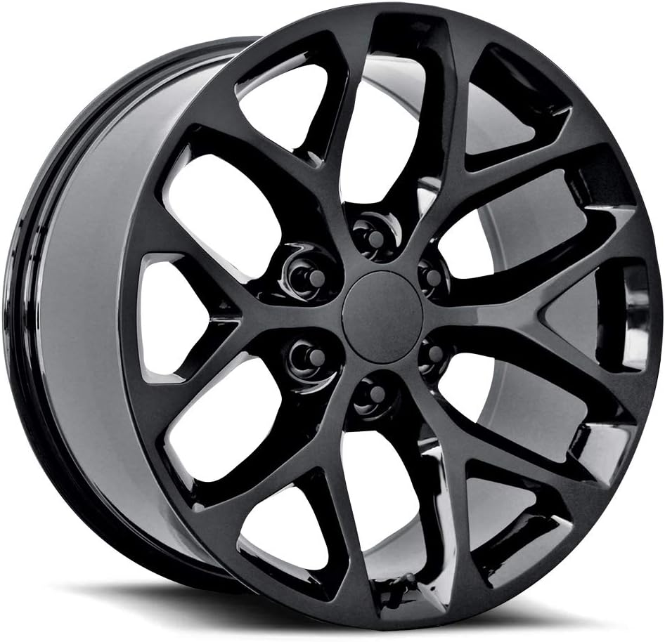 Topline Replicas - V1182 Compatible with GMC Sierra Snowflake Gloss Black Wheel 24x10"/6x5.5"/+27mm Offset