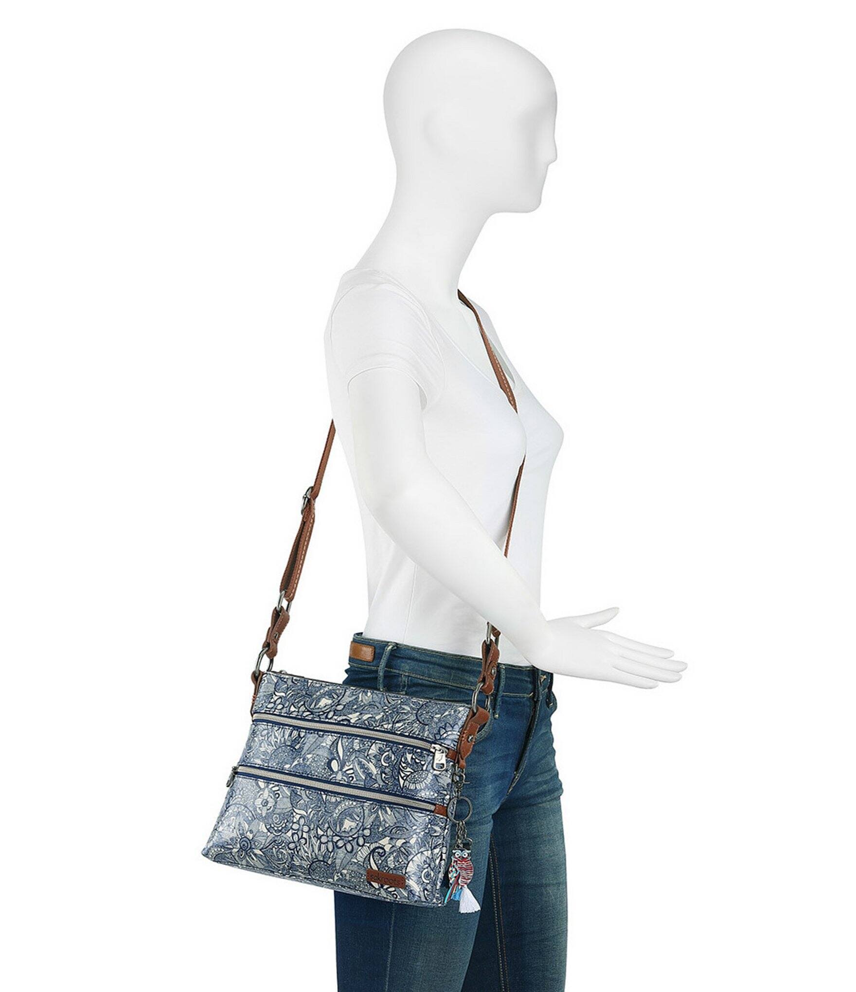 Sakroots Basic Double Zip Crossbody Bag - Multi in Bloom