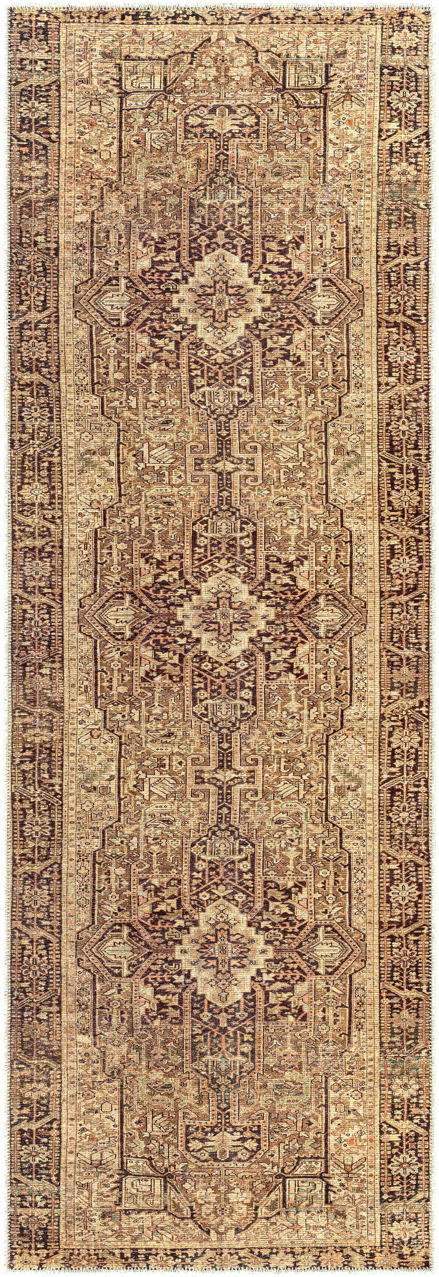 Hauteloom Buliran Living Room, Bedroom Machine Washable Area Rug - Traditional - Brown, Green - 7'10" x 10'2"