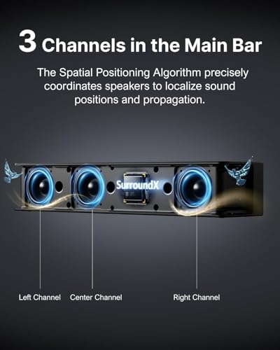ULTIMEA 7.1 Surround Sound System for TV with Dolby Atmos, 460W Sound Bar for TV with 6.5" Subwoofer, APP Control, 4 Wired Surround Speakers