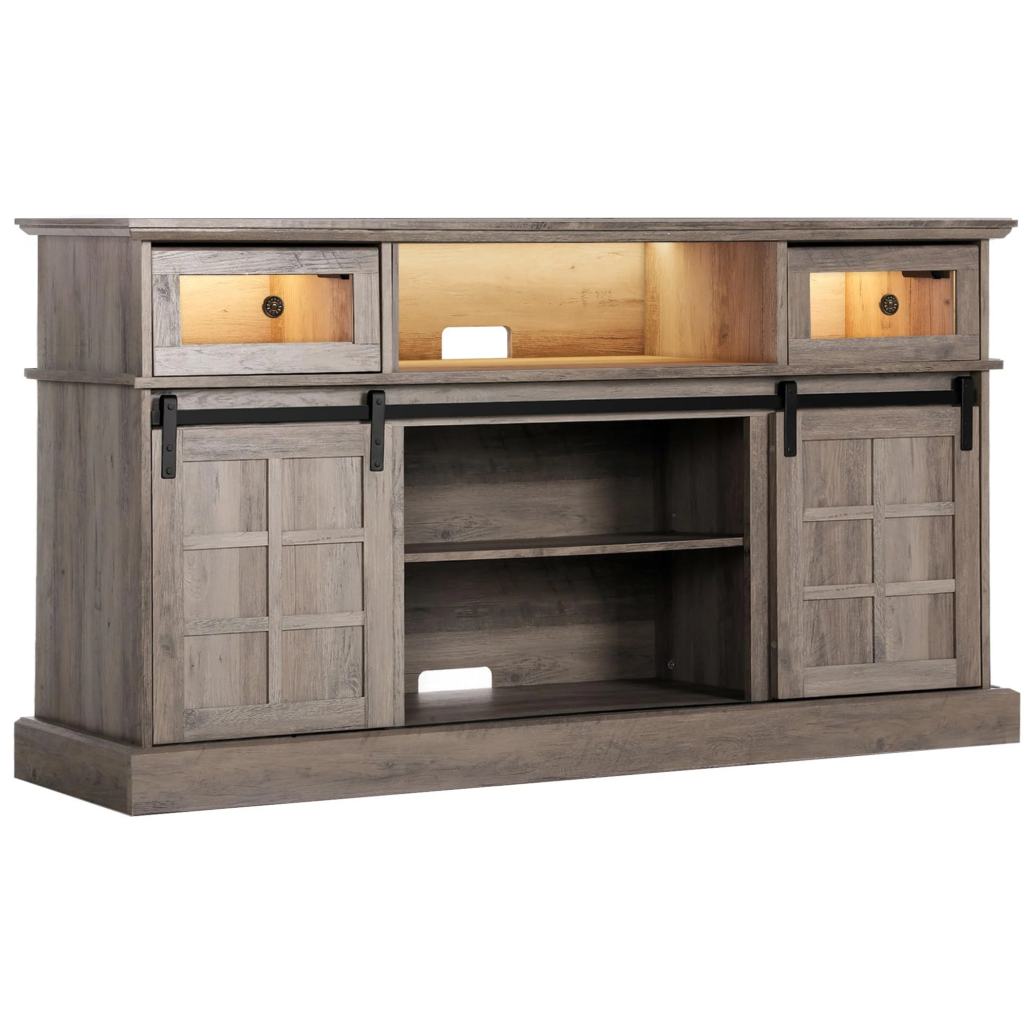 LGHM TV Stand, LED Light Entertainment Center for TVs Up to 65" with Storage Cabinet for Living Room, Bedroom,Gray