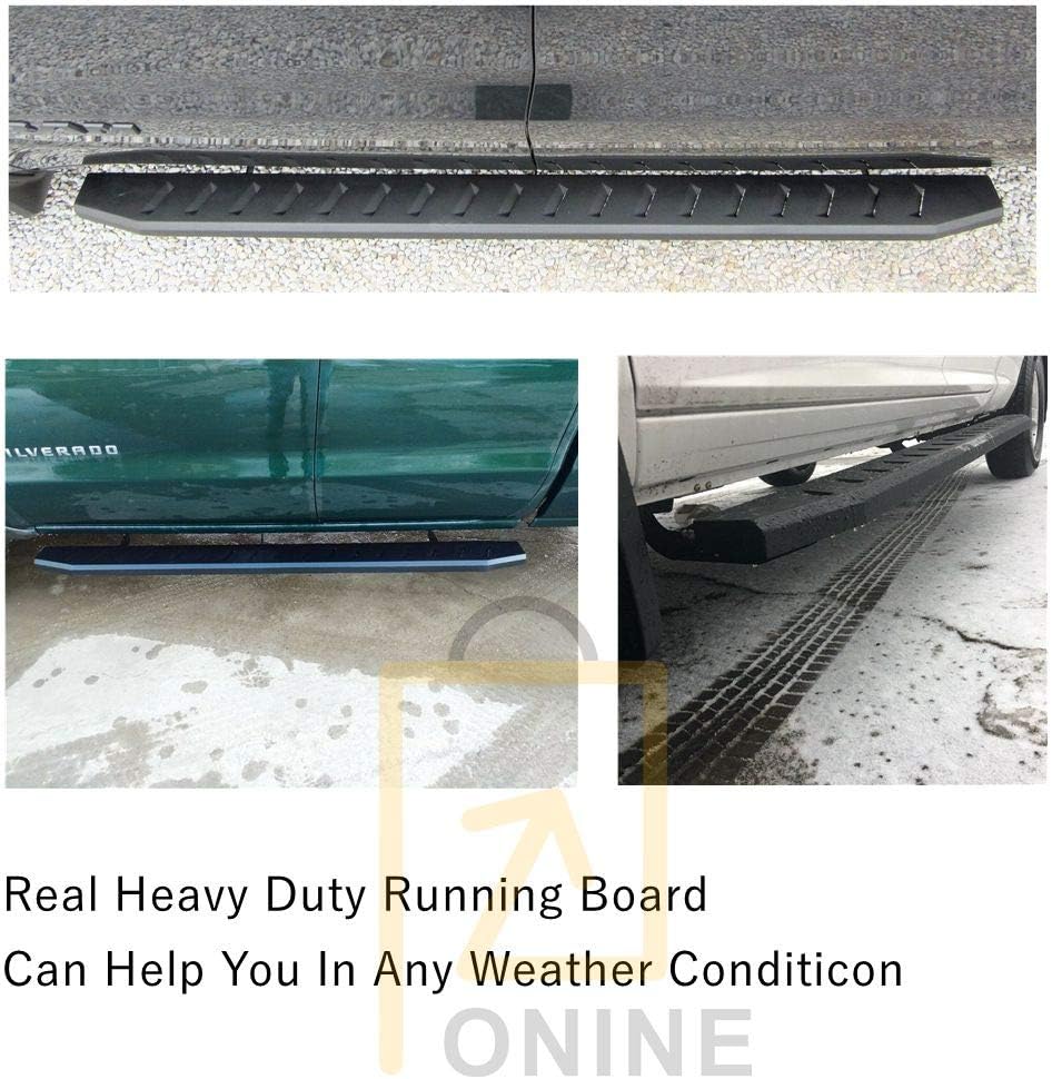 ONINE 6 Inch Black Running Boards Custom Fit 2019-2022 Chevy Silverado/Gmc Sierra 1500 & 2020-2022 Chevy Silverado/Gmc Sierra 2500/3500 Crew Cab Side
