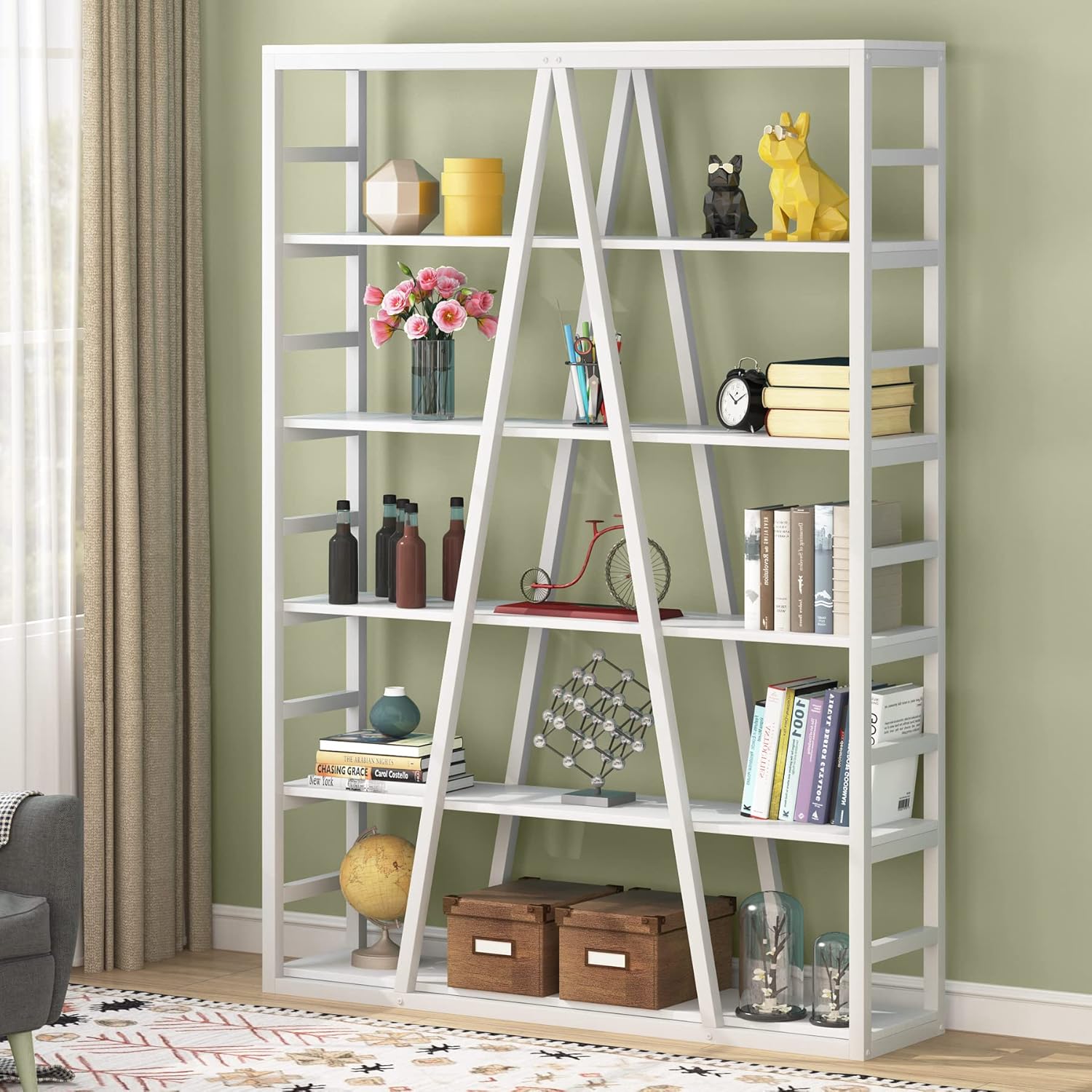 Tribesigns 6 Tier Bookshelf 71 inch Tall Bookcase, Industrial Etagere Bookcase and Bookshelves Modern Book Shelves for Living Room, Home Office