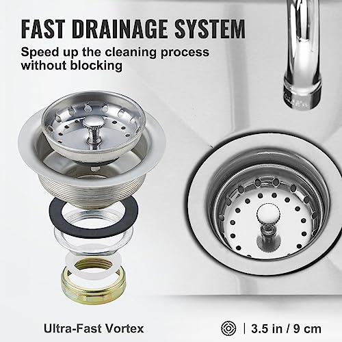 VEVOR Stainless Steel Prep & Utility Sink, 1 Compartment Free Standing Small Sink Include Faucet & legs