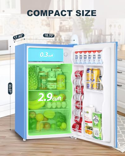 Upstreman 3.2 Cu.Ft Mini Fridge with Freezer, Single Door Mini Fridge, Dorm Fridge, Adjustable Thermostat, Mini Refrigerator for Bedroom, Office