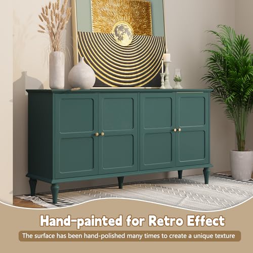 ARTPOWER Sideboard Buffet Cabinet with Storage, 58'' Mid-Century Modern Storage Cabinet with 4 Doors and Adjustable Shelves