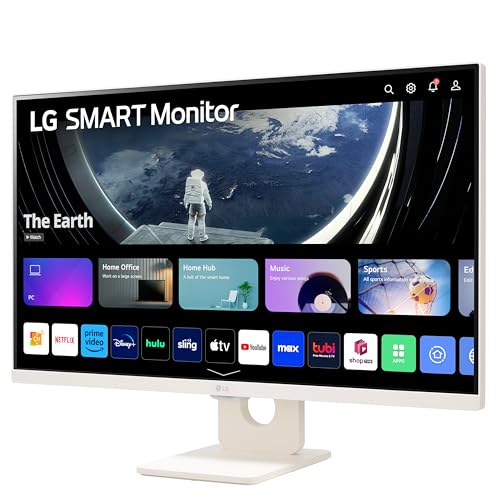 LG 27SR50F-W Smart Monitor 27-Inch FHD (1920x1080) IPS Display, webOS 23, HDR 10, x2 Built-in Speakers, AirPlay 2, Screen Share, Bluetooth, ThinQ App