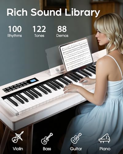 LIV-K01 Piano Keyboard Real Sampling, 88 Key Fully Weighted Keyboard Electric Piano, Grade Hammer Action, LCD Display, Touch Sensitive