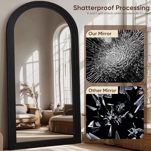 Full Length Mirror, 71"×32" Wooden Mirror Full Length with Stand Wood Floor Mirror, Oversized Stand Up Mirrors Large Wall Mirrors