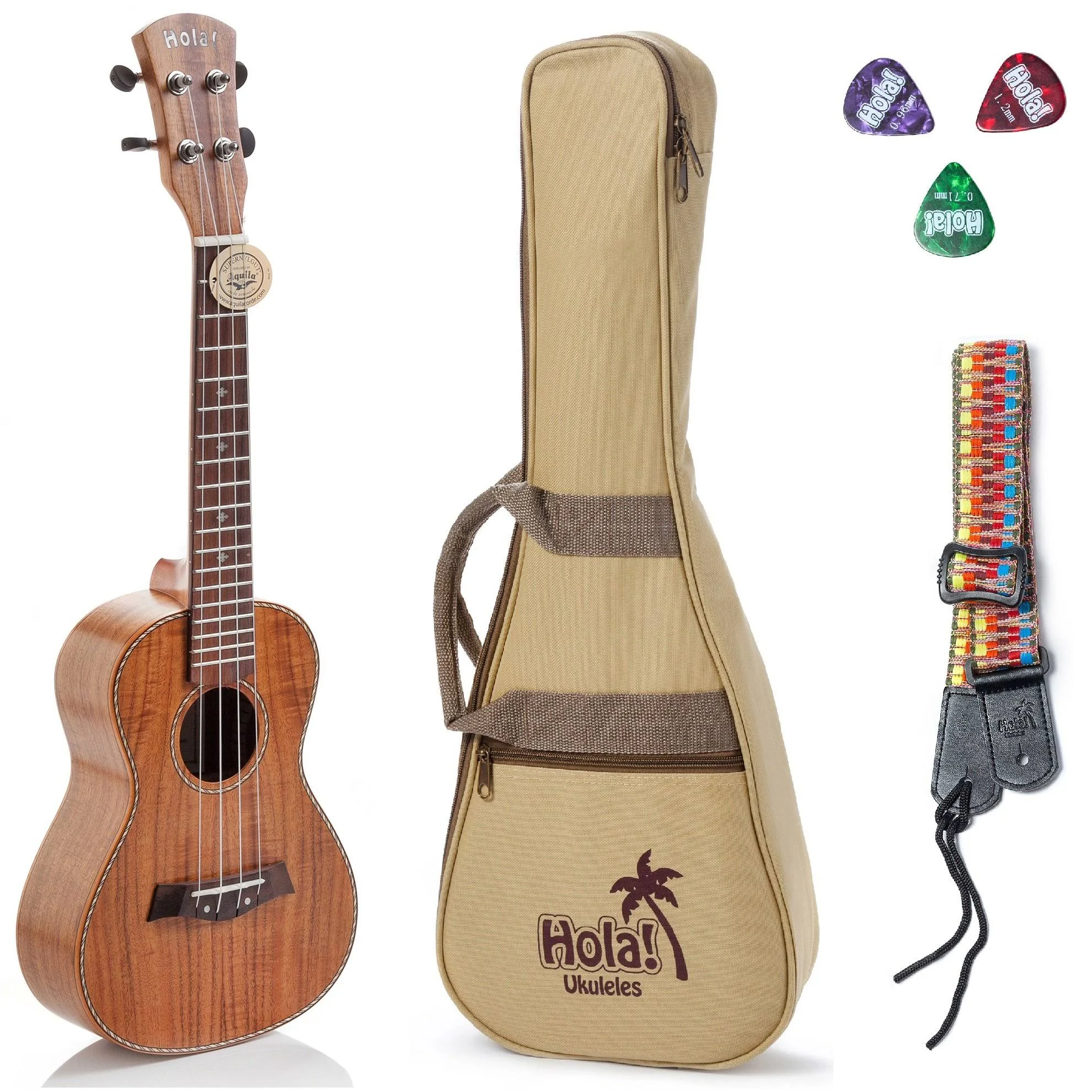 Hola! Music HM-127KA+ Deluxe Tenor Ukulele, Acacia w/Aquila Strings