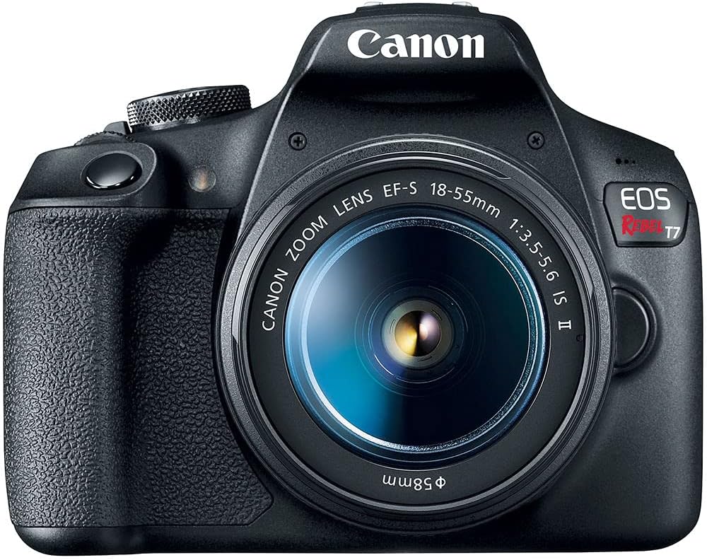 Canon EOS Rebel T7 DSLR Camera with 18-55mm Lens (2727C002) + EF-S 55-250mm Lens + 64GB Memory Card + Case + Corel Photo Software + 2 x LPE10 Battery