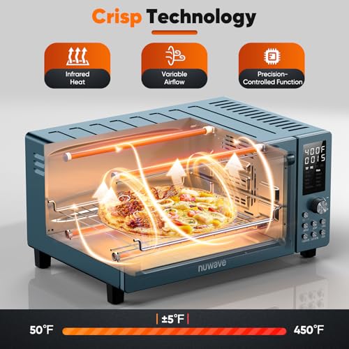 Nuwave Bravo Pro Smart 21QT Toaster Oven Air Fryer Combo, Convection Oven Countertop, 10 functions all in 1, with even & quick crisp technology