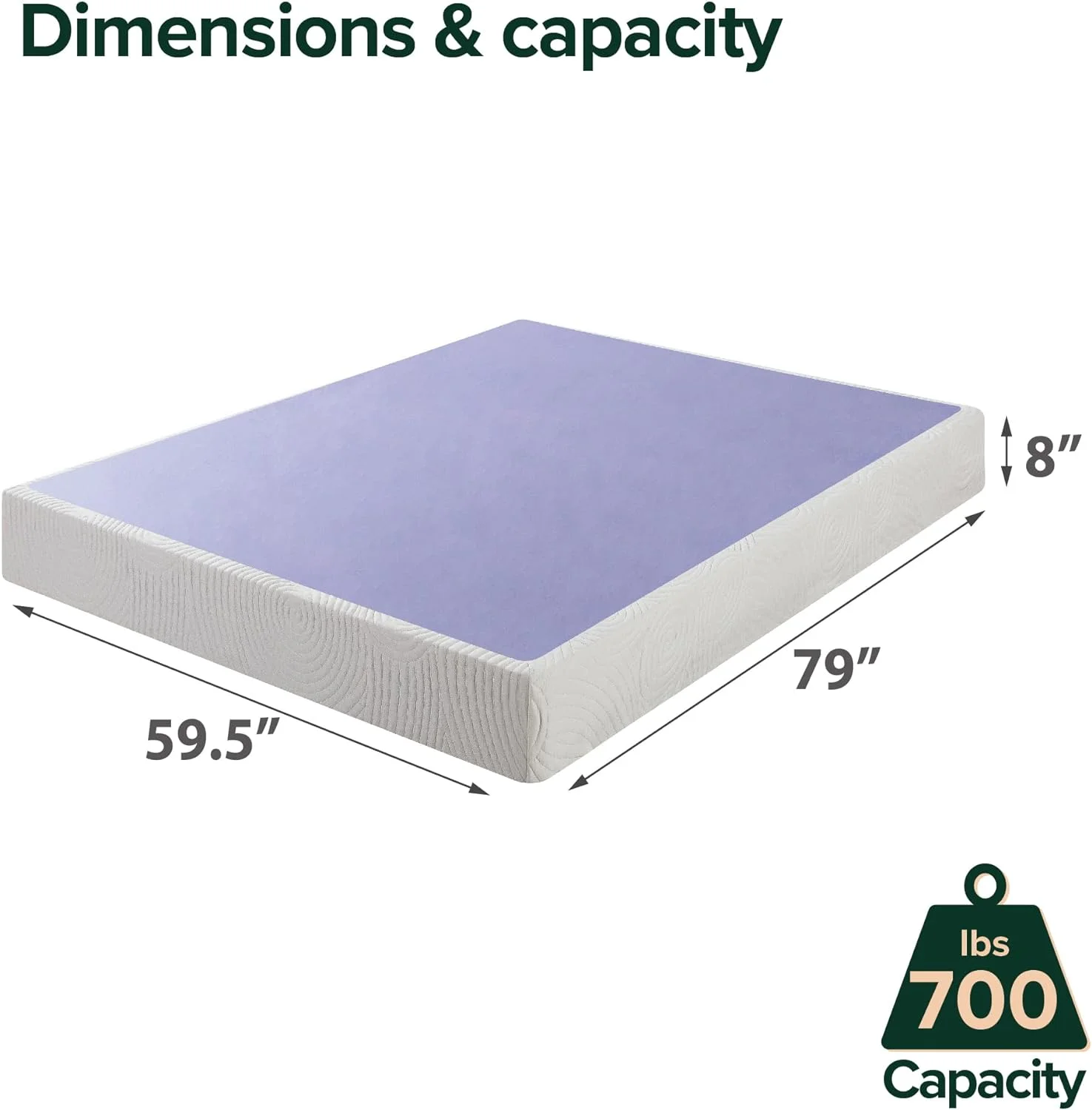 WANHUI Edgar 8 Inch Wood Box Spring / Mattress Foundation / Sturdy Wood Structure / High Profile / Easy Assembly, Queen