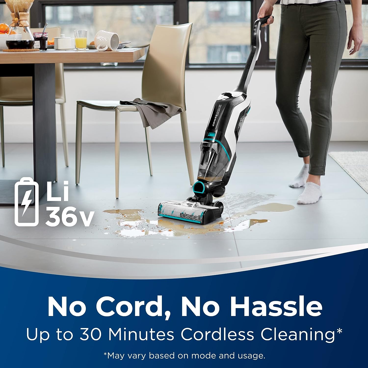 BISSELL CrossWave Cordless Max All in One Wet-Dry Vacuum Cleaner and Mop for Hard Floors and Area Rugs, Black, 2554A - Smart Home Appliances