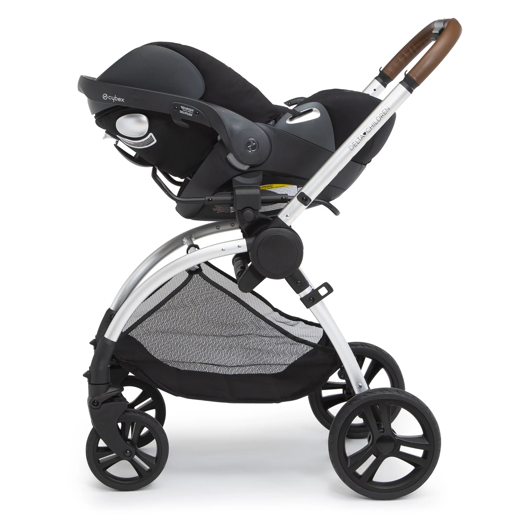 Delta Children Revolve Reversible Stroller - Leather Handlebar; One Hand Easy Fold; Lightweight Shock-Absorbing Frame