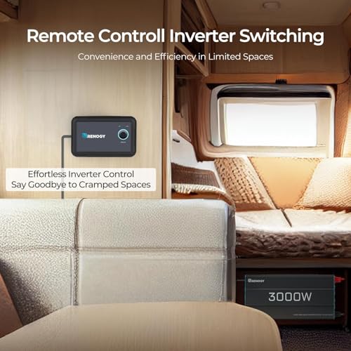 Renogy Inverter PUH, 3000W Pure Sine Wave Power Inverter with UPS Transfer Switch & Bluetooth, 12V DC to 120V AC Converter for RV, Truck, Home