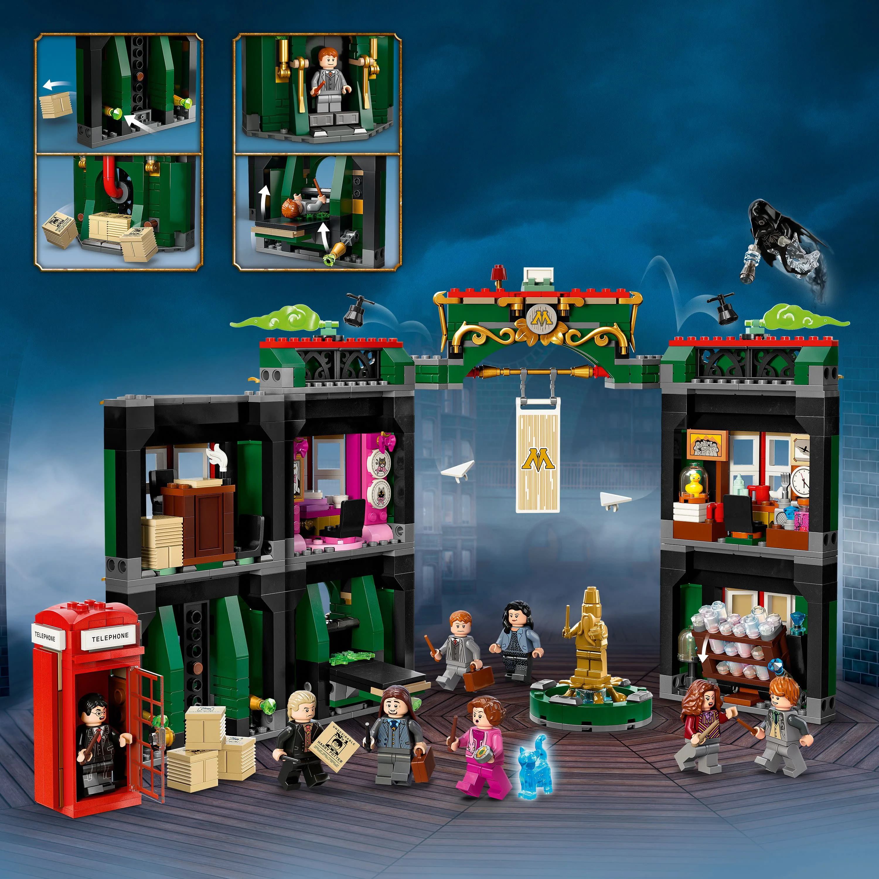 LEGO Harry Potter The Ministry of Magic 76403 Modular Model Building Toy with 12 Minifigures and Transformation Feature