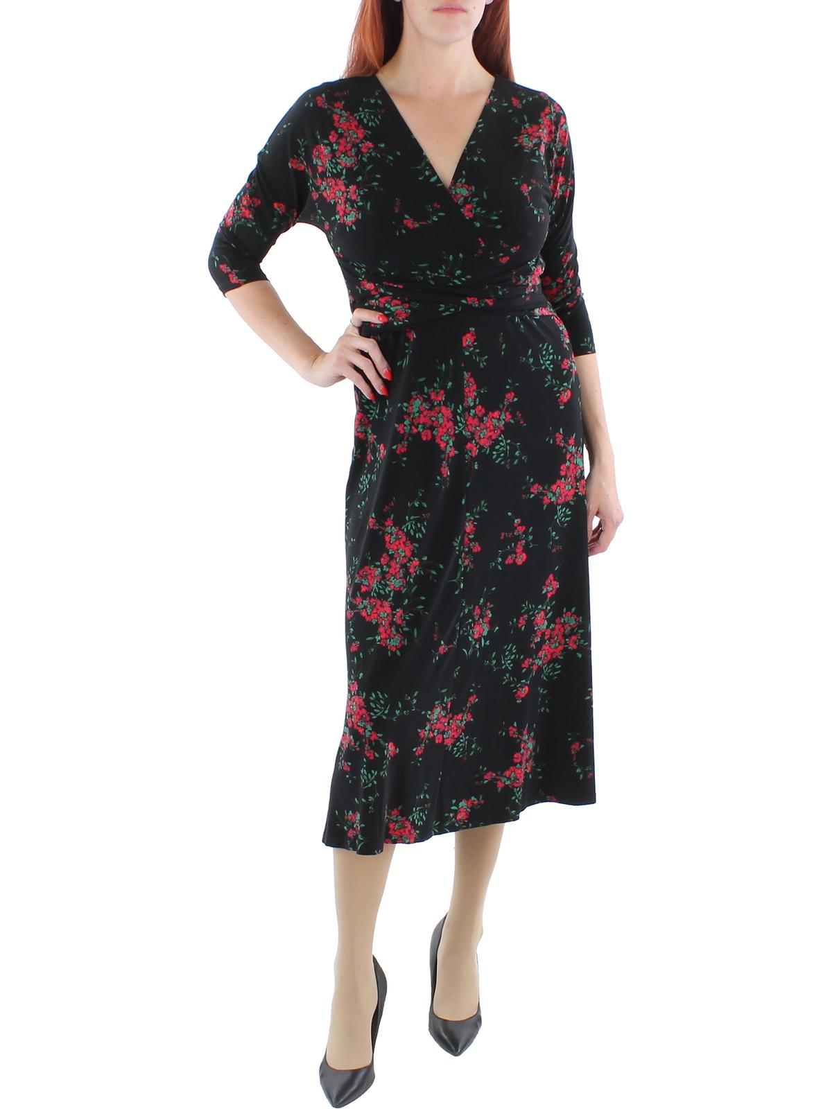 Lauren Ralph Lauren Womens Matte Jersey Floral Print Midi Dress