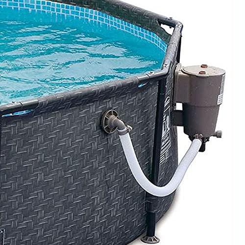 Summer Waves P20010301 Active 10ft x 30in Outdoor Round Frame Above Ground Swimming Pool Set with 120V Filter Pump with GFCI, Gray Wicker