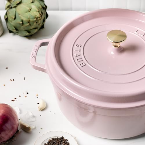 STAUB Cast Iron Dutch Oven 5.5-qt Round Cocotte, Made in France, Serves 5-6, Black Matte
