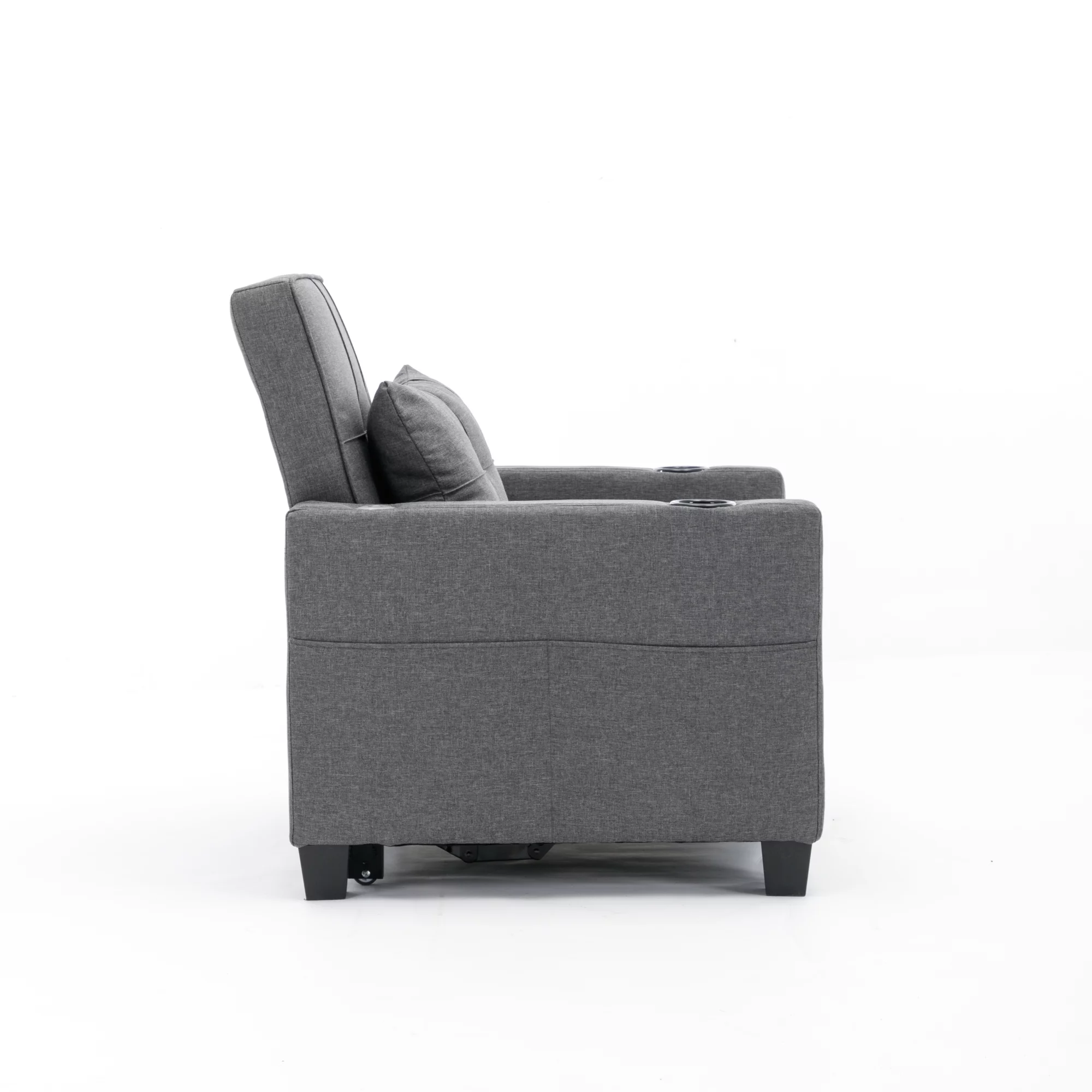 Futon Chair Bed Convertible Chair 3-in-1 Pull Out Sleeper Chair Beds with USB Ports, Armchair Bed Sleeper for Living Room (Dark Grey Linen)