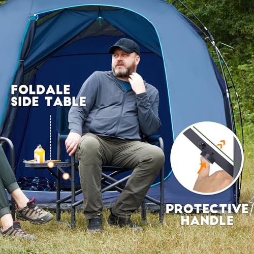 TIMBER RIDGE Folding Rocking Camping Chair, 400lbs Capacity Portable Oversized Outdoor Rocker with Hard Armrests, Cup Holder & Side Pocket