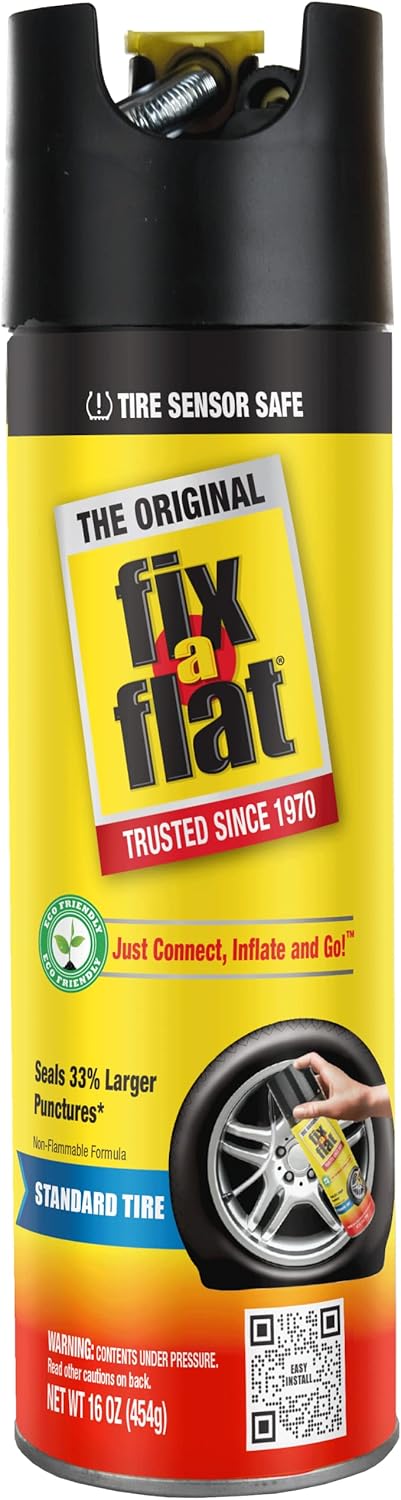Fix-A-Flat S60420-6PK Aerosol Emergency Flat Tire Repair and Inflator, for Standard Tires, Eco-Friendly Formula, Universal Fit for All Cars