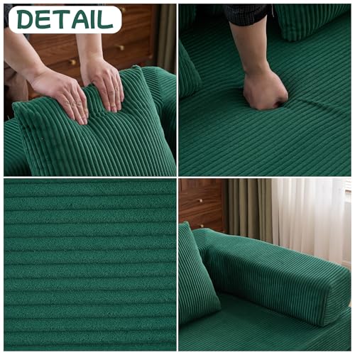 Convertible Floor Sofa Bed, Foldable Mattress Cloud Couch with Pillow Back & Armrest, Chenille Sleeper Sofa Bed with Fixed-Shape Frame
