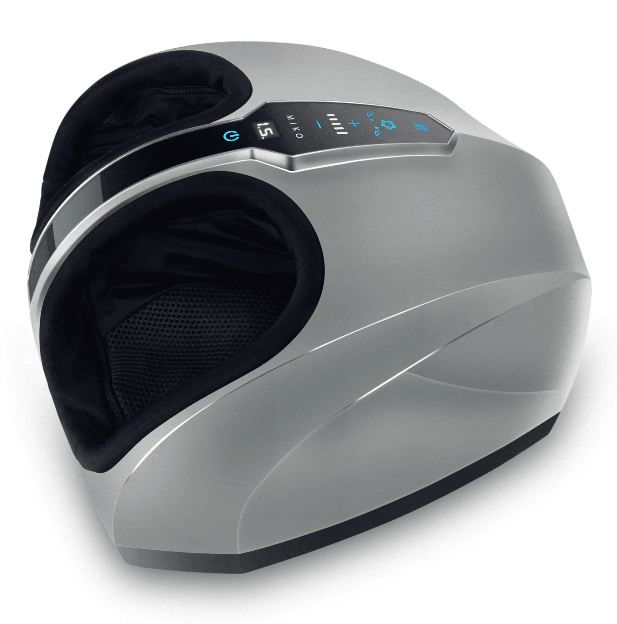 Miko Shiatsu Foot Massager Machine Kneading and Rolling with Heat and Pressure Settings, Silver, Includes 2 Remotes