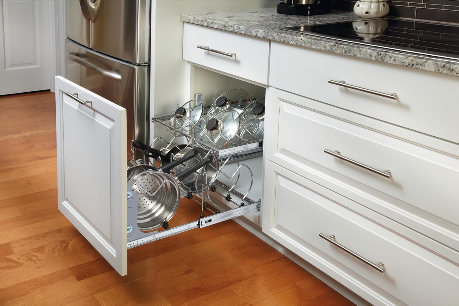 Rev-A-Shelf Two-Tier Steel Wire Pullout Cookware Cabinet Organizer w/Soft-Close