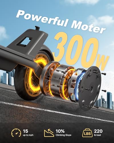 Electric Scooter A1C,Front Suspension Kick Scooter,8.5 Solid Tires,300W Motor,Smart APP Control,15.5MPH, Escooter for Teens Adults UL2272