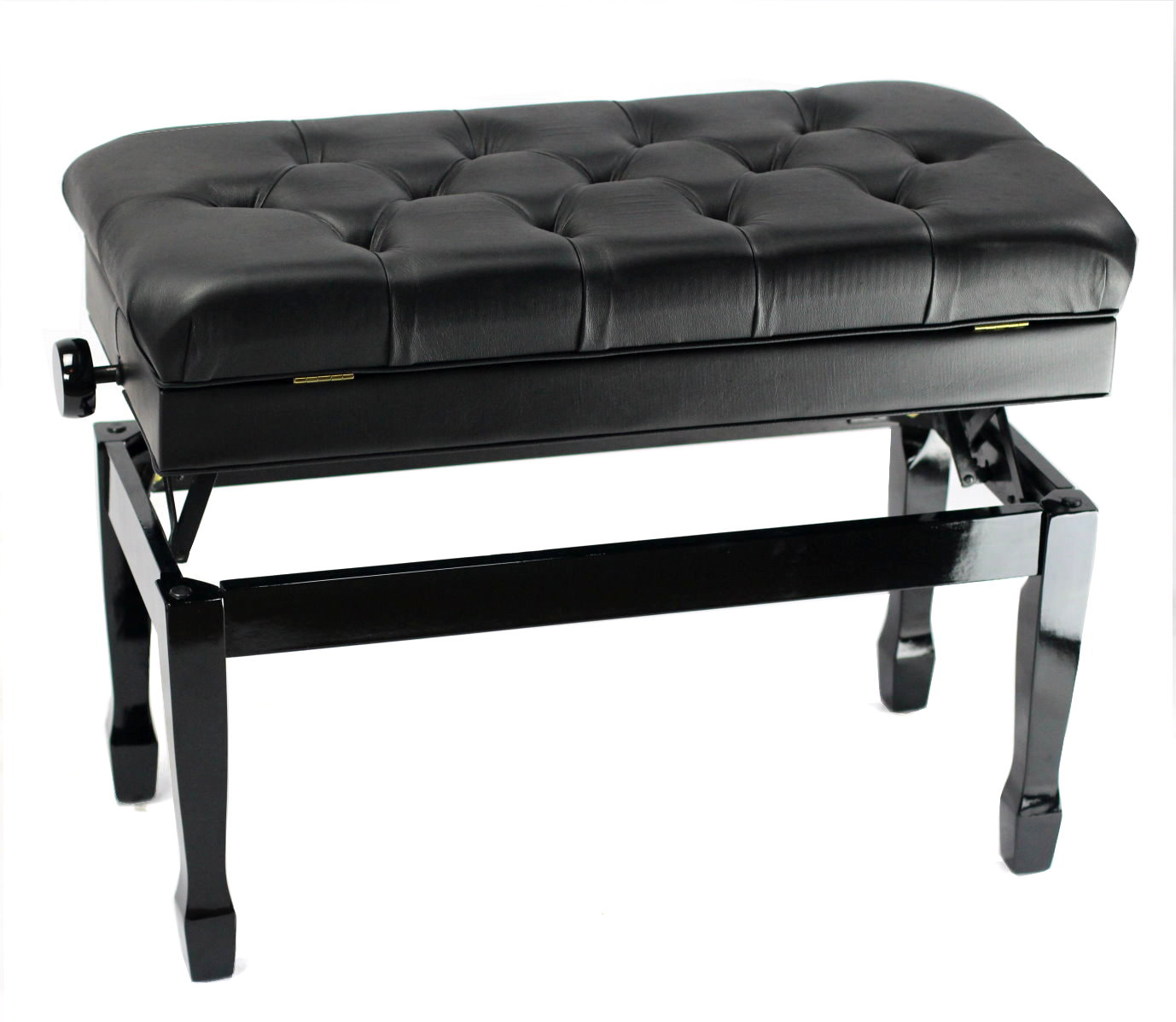 Griffin Genuine Leather Piano Bench Oversize Duet Vintage Black Solid Wood & Ergonomic Keyboard Stool 2 Person Cushion Seat & Sheet Music Book