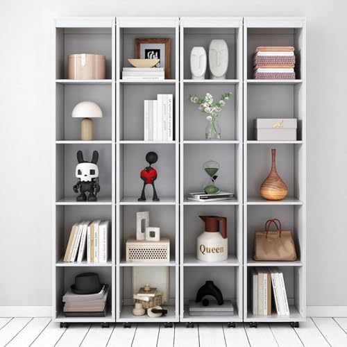 MERITLINE Foldable Hidden Queen Murphy Bed Cabinet with Storage Bookshelf Bookcase