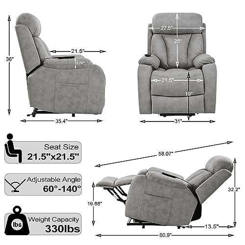 Small Power Lift Recliner for Elderly, Lift Chair Recliners, Electric Recliner Chairs for Seniors, Remote Control, Adjustable, Side Pocket (Navy Blue)