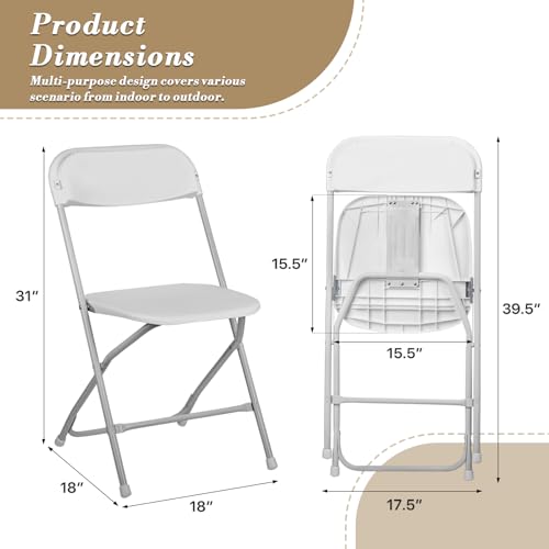 Athena Collection Red Plastic Folding Chairs for Adults, 10 Pack