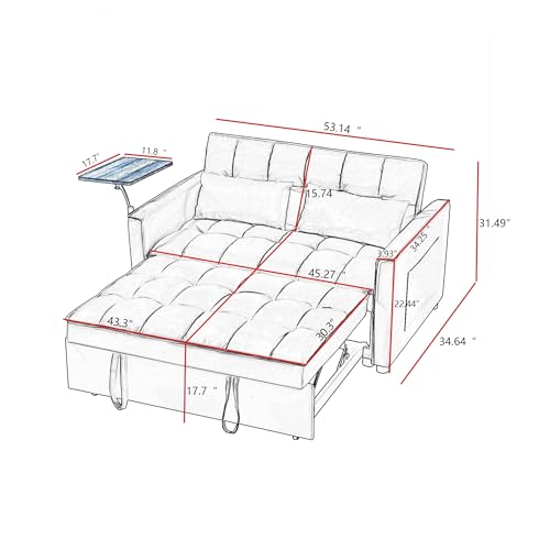 68.11" Corduroy Sleeper Chair Bed with USB Port, Cup Holders & Side Storage Pockets – 3-in-1 Foldable Sofa Bed for Guest Room, Living Room – White