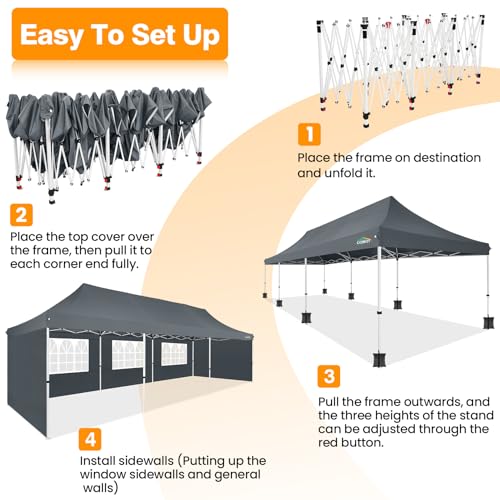 10x10 Pop Up Canopy Tent with 4 Sidewalls and Mesh Windows 2.0