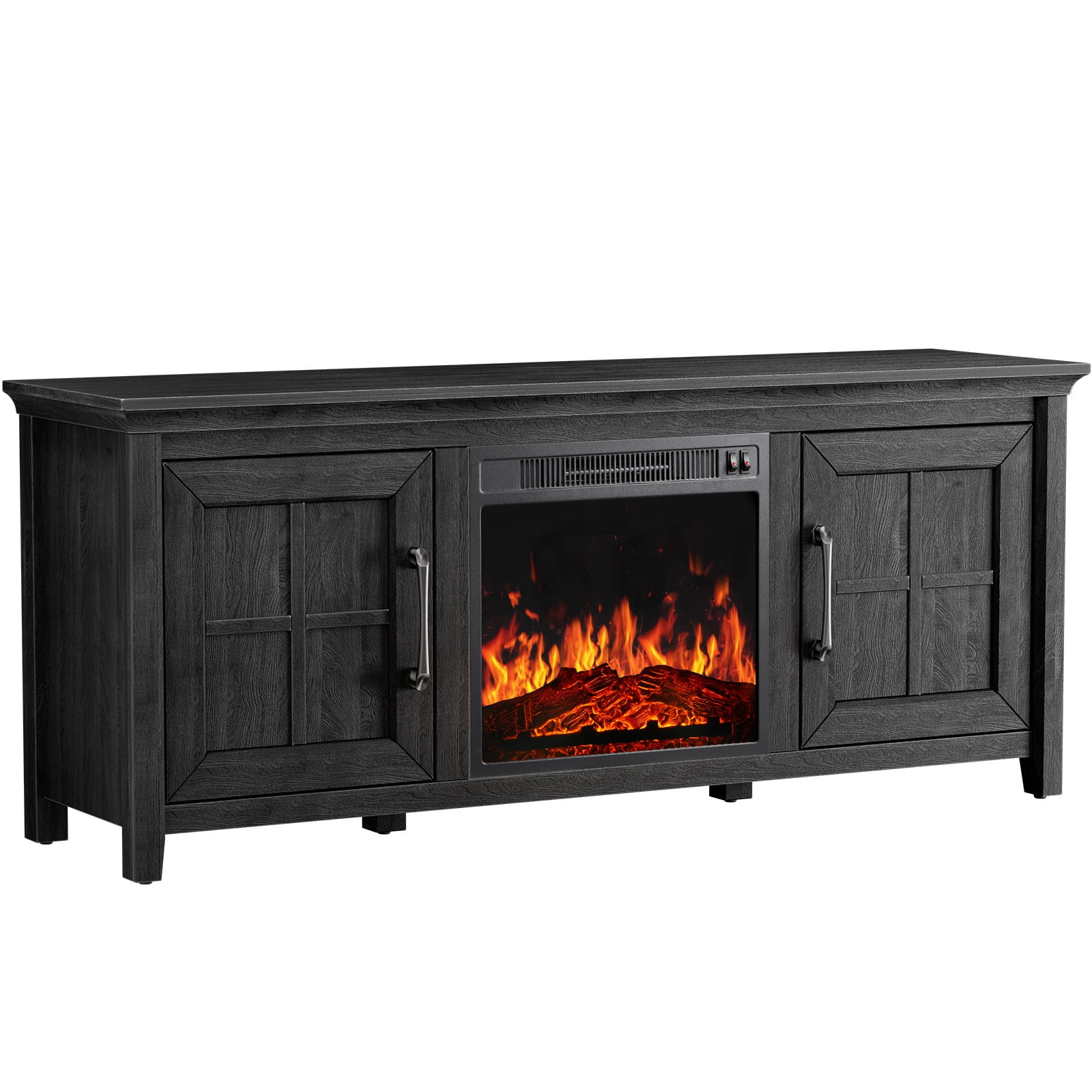 Fireplace TV Stand for 70 inch TV Fireplace Entertainment Center with Adjustable Shelves TV Console Table for Living Room Bedroom